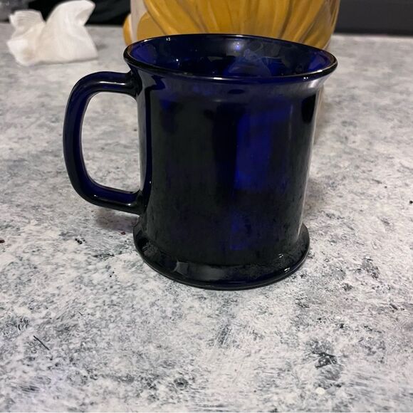 Cobalt blue eight panel promotional coffee mug vintage made in USA - Picture 5 of 8